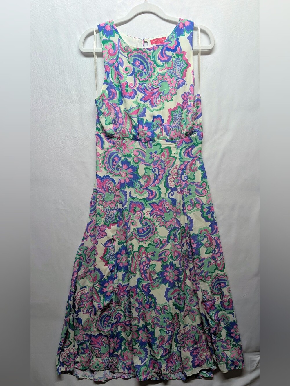 Flying Tomato Sleeveless Maxiβ Dress in Pink, Green & Blue Paisley
